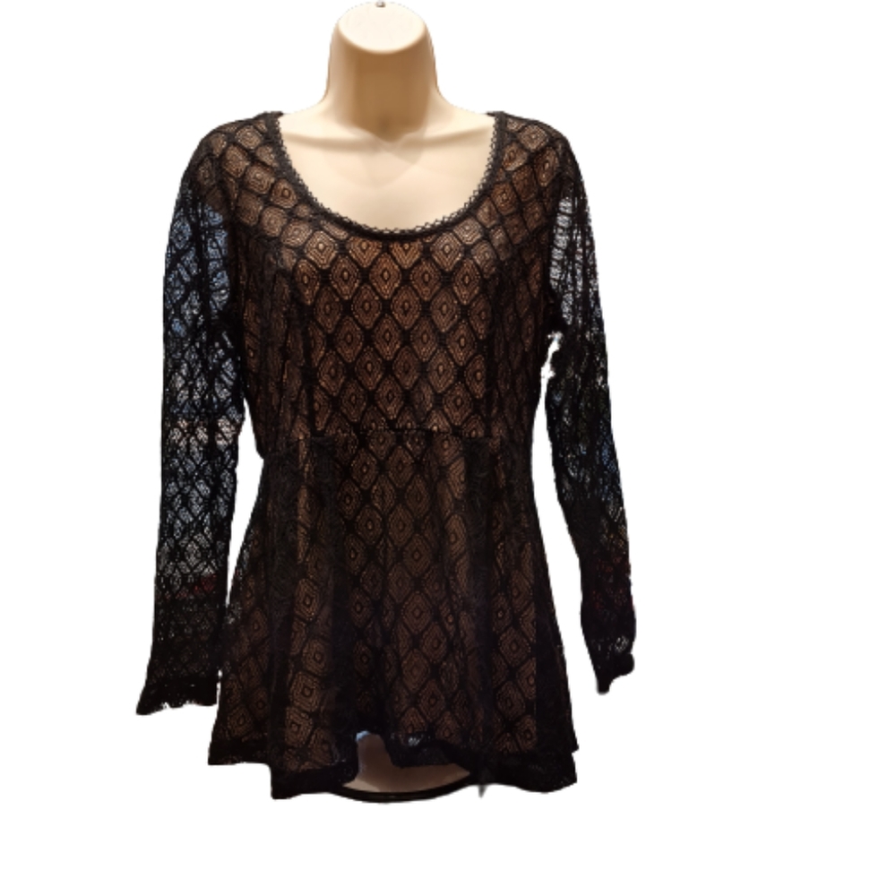 Catherine Malandrino Black lace top Sz M
